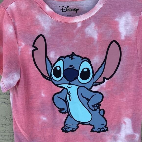 Disney Pink Tie Dye Lilo & Stitch Tee Shirt Sz M 7-9 - Picture 8 of 12
